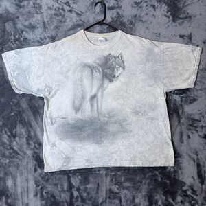 Vintage Y2K The Mountain Nature Lone Winter Wolf XX-Large Tie Dye Short Sleeve